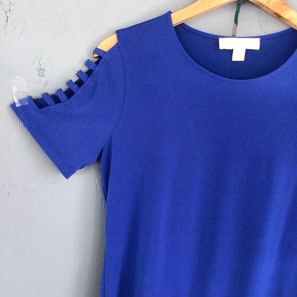 Michael Kors Cold Shoulder Blue Blouse - Picture 3 of 7